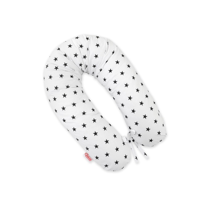 Bobono По-дълга възглавница за бременни, мултифункционална, 170см, черна със звездички