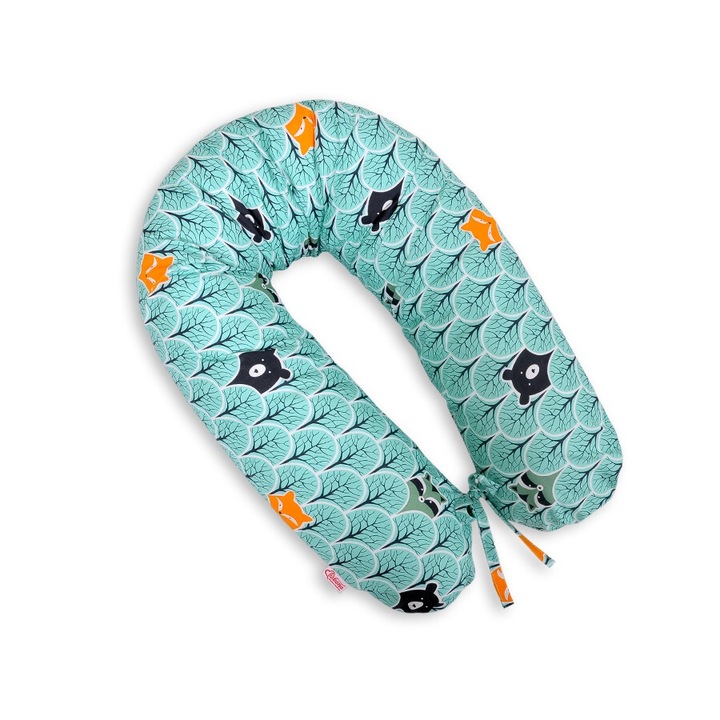 Perna de sarcina Bobono Longer, 170cm, verde, pentru somn si alaptare