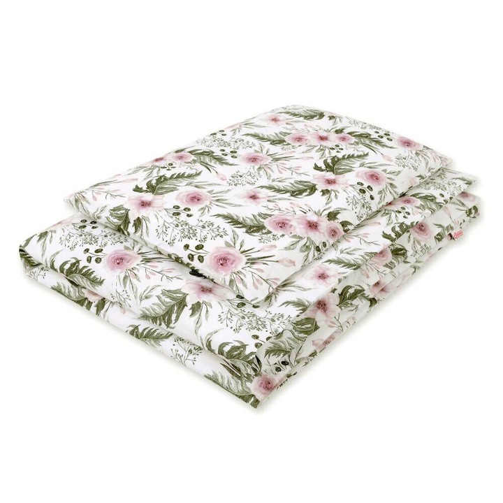 Lenjerie pentru pat copii, 2 piese, Bobono, bumbac 100%, 40x60cm si 120x90cm, multicolor