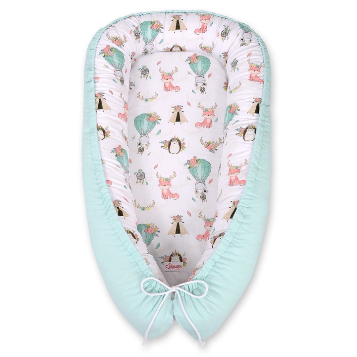 Pozitionator pentru bebelusi Bobono, 95x55cm, bumbac, multicolor