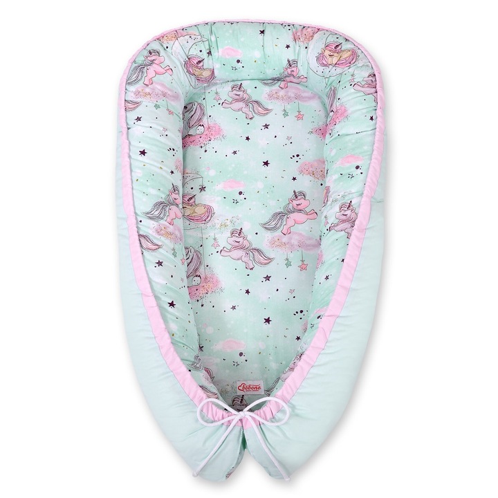 Pozitionator pentru bebelusi Bobono, 95x55cm, bumbac, cu 2 fete, multicolor