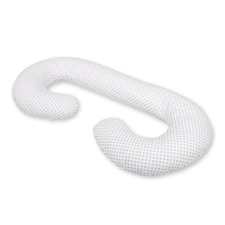 Perna de sarcina tip C, Bobono, gri, 115x60cm, pentru somn si alaptare