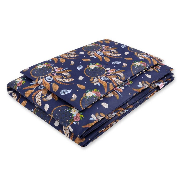 Lenjerie pentru copii Bobono, 2 piese, bumbac, 120x90cm, multicolor