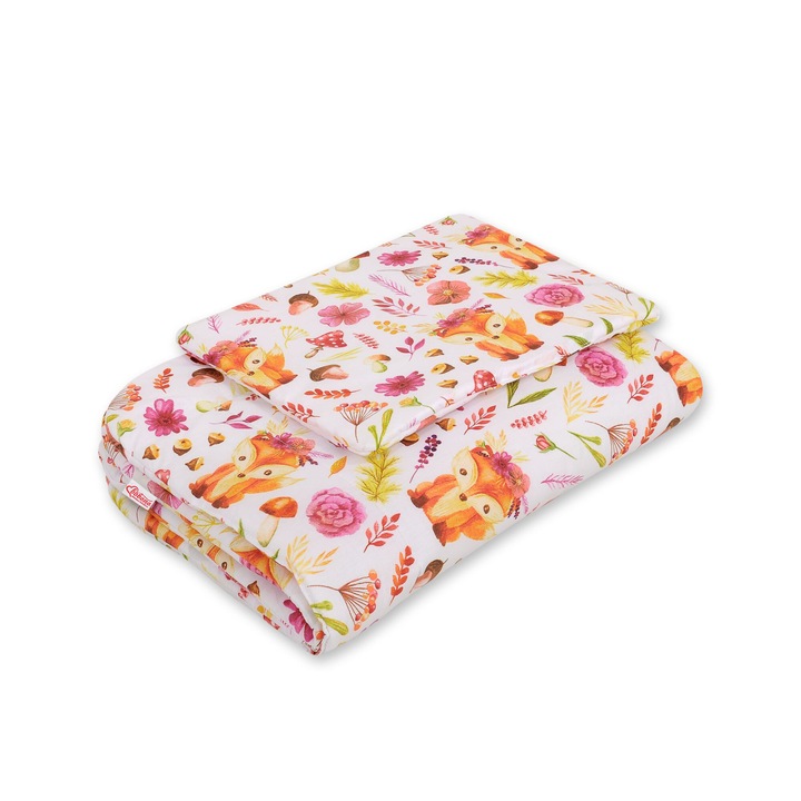 Set lenjerie pentru bebelusi Bobono, 2 piese, 75x100cm, colorat, cu umplutura hipoalergenica