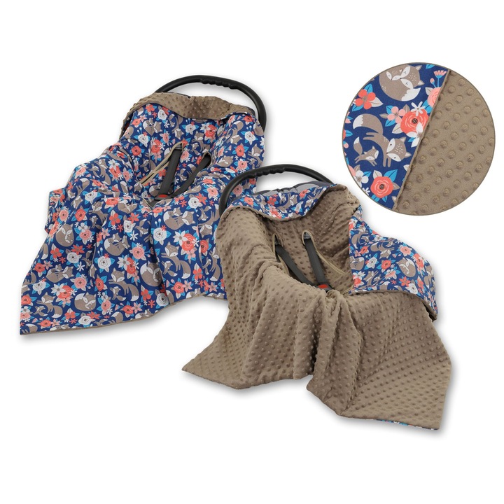 Памучно одеяло за бебета Bobono, 100x100см, многоцветно, за столчета за кола и колички