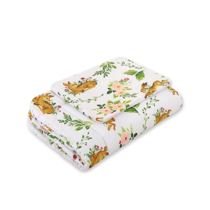 Set lenjerie pentru bebelusi Bobono, 2 piese, 75x100cm, cu umplutura, multicolor