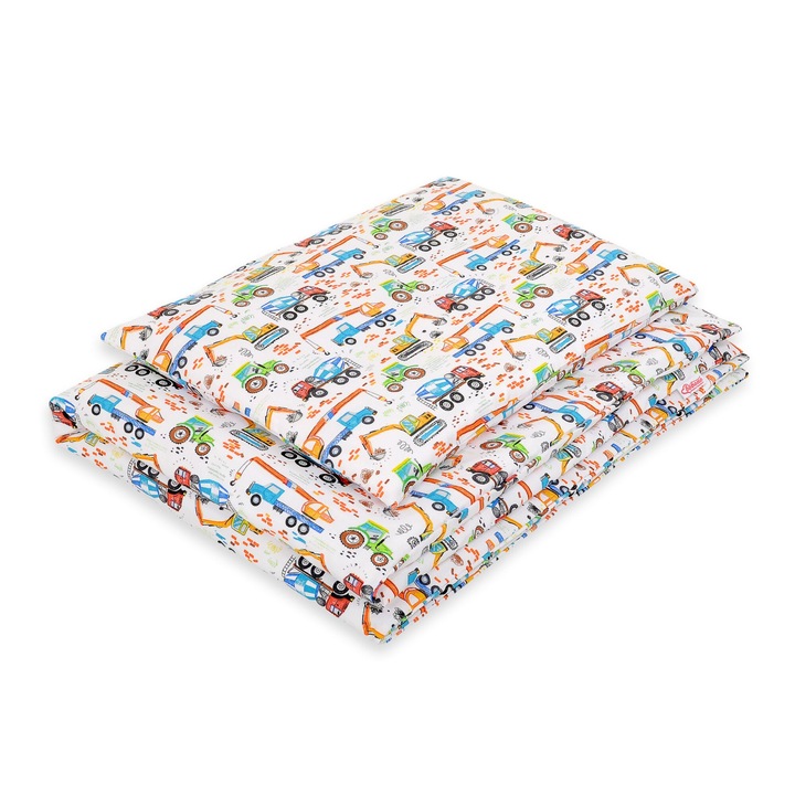 Lenjerie pentru copii Bobono, 2 piese, bumbac, 120x90cm, 40x60cm, multicolor