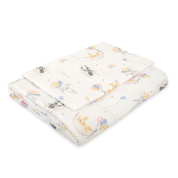 Детски спален комплект Bobono, 135x100 см, с възглавница 40x60 см, хипоалергичен, многоцветен