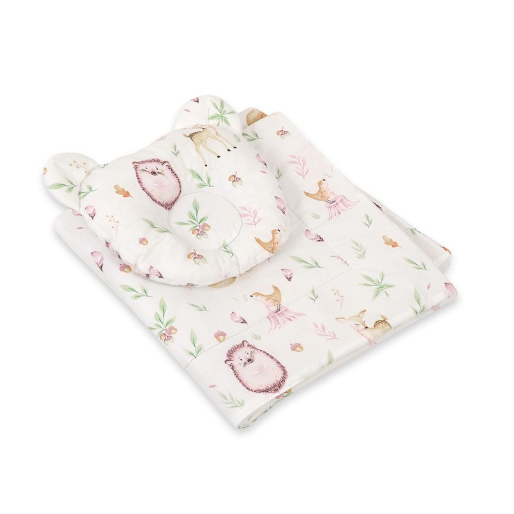 Комплект възглавница/възглавничка за бебета Bobono, 27x25см и одеяло 77x77см, многоцветен