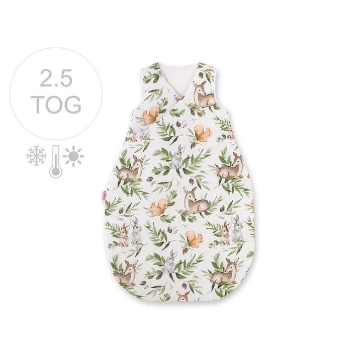 Спален чувал Bobono, 75 см, памук, зелен, за бебета 6-12 месеца