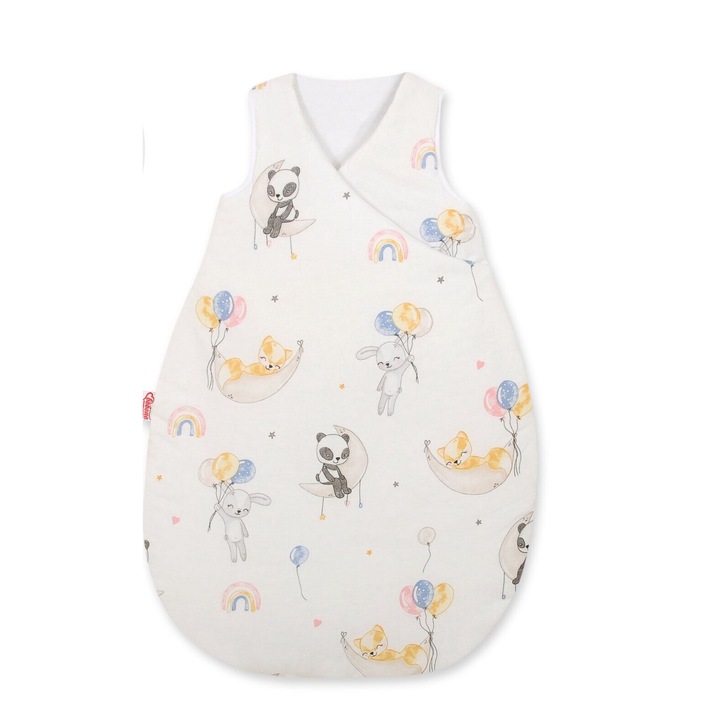 Sac de dormit Bobono, 75 cm, bumbac, multicolor, pentru bebelusi 6-12 luni