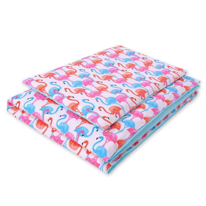 Lenjerie de pat pentru copii Bobono, 2 piese, 100% bumbac, 135x100cm, 40x60cm