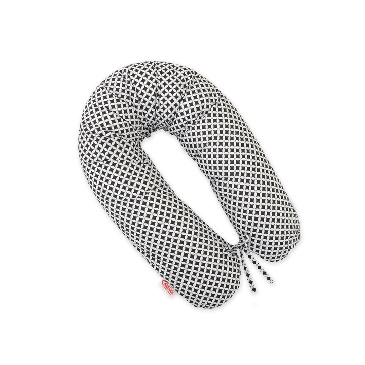 Възглавница по-дълга, за бременност Bobono, 170 см, мултифункционална, антиалергична, черно/бяло