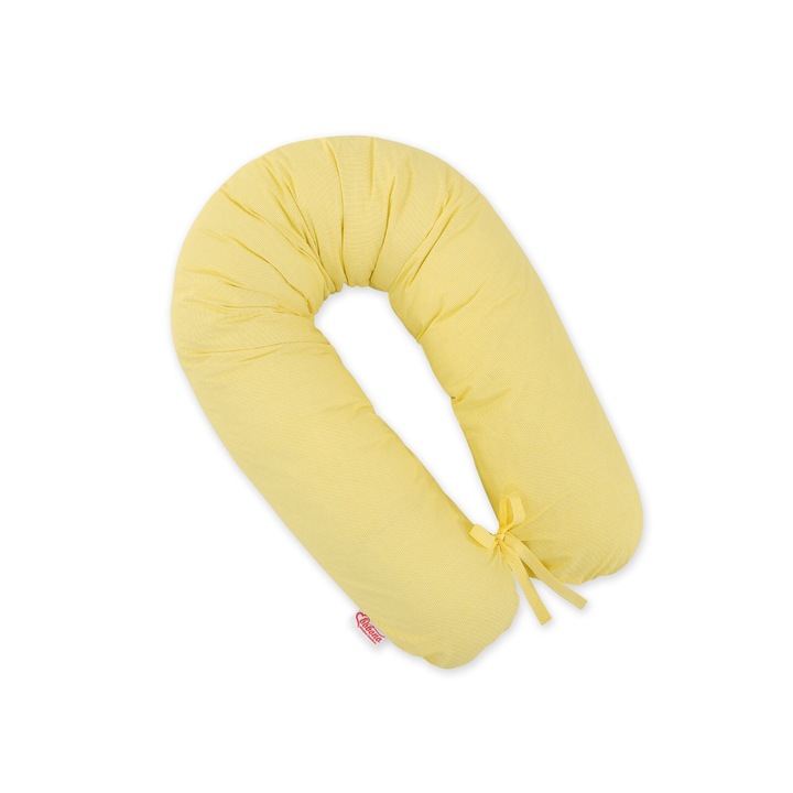 Perna de sarcina Bobono Longer, galbena, 170cm, multifunctionala, pentru somn si alaptare