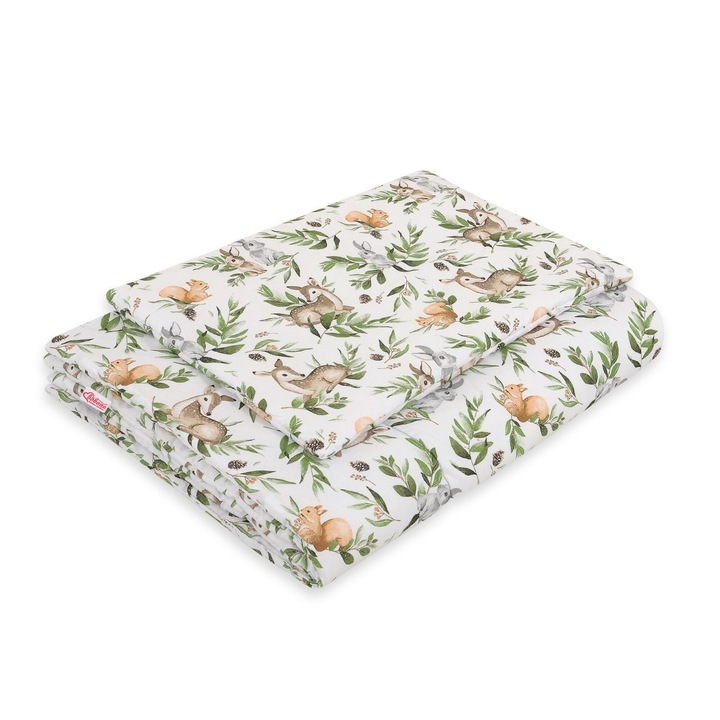 Set lenjerie pat copii, My Sweet Baby, 120x90cm, 100% bumbac, antialergic, multicolor