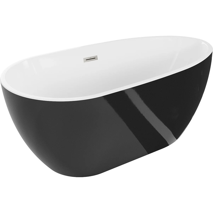 Mexen Eos cada libera 170 x 75 cm, alb/negru, evacuatie nichel periat - 52471707575-97