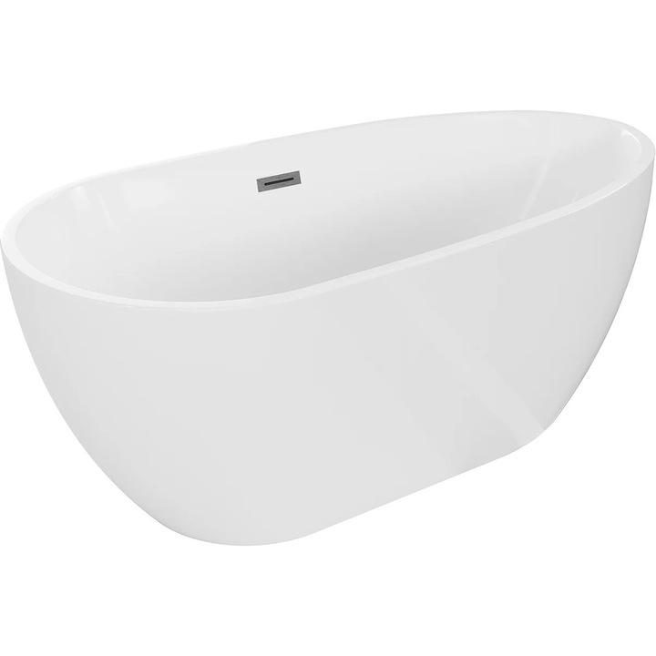 Mexen Eos cada freestanding 170 x 75 cm, alb, evacuare gris gun metal periat - 52471707500-66