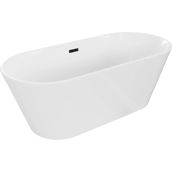 Mexen Flavia cada freestanding 170 x 75 cm, alb, evacuare neagra - 54031708000-70