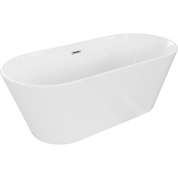 Mexen Flavia cada freestanding 170 x 75 cm, alba, sifon din nichel periat - 54031708000-97