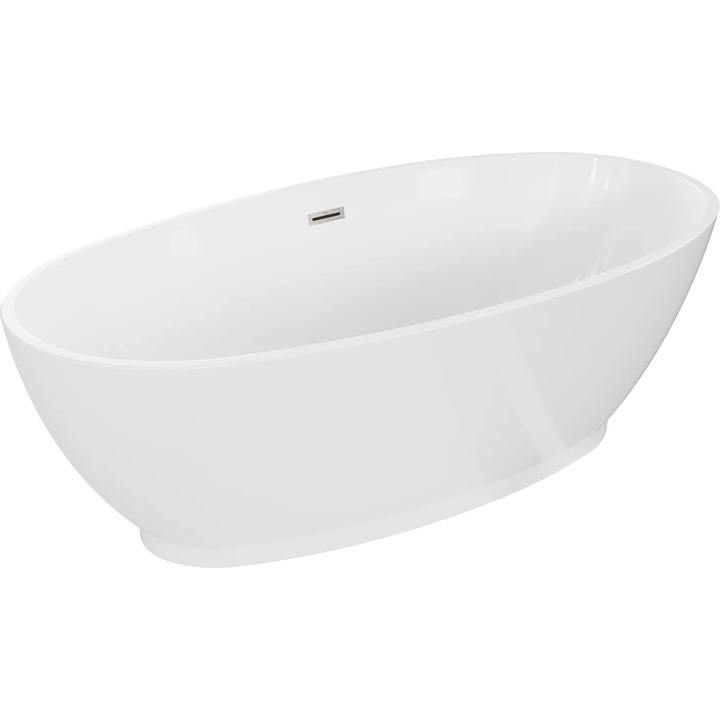 Cada freestanding Mexen Bilbao 180 x 90 cm, alb, cu preaplin din nichel periat - 51311809000-97