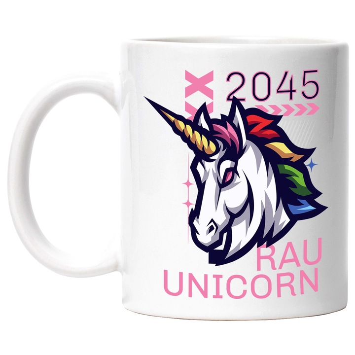 Rossz unikornis bögre, fantasztikus állat, mesék, virtuális világ, 330 ml, kerámia fehér fogantyúval