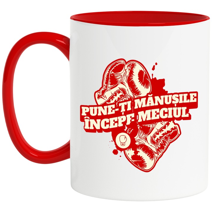 Cana Manusi de box joc de contact pune-ti manusile, 330ml, Ceramic cu Maner Rosu