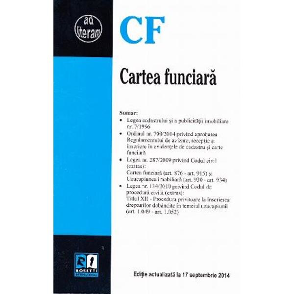 Cartea funciara act 17 septembrie 2014