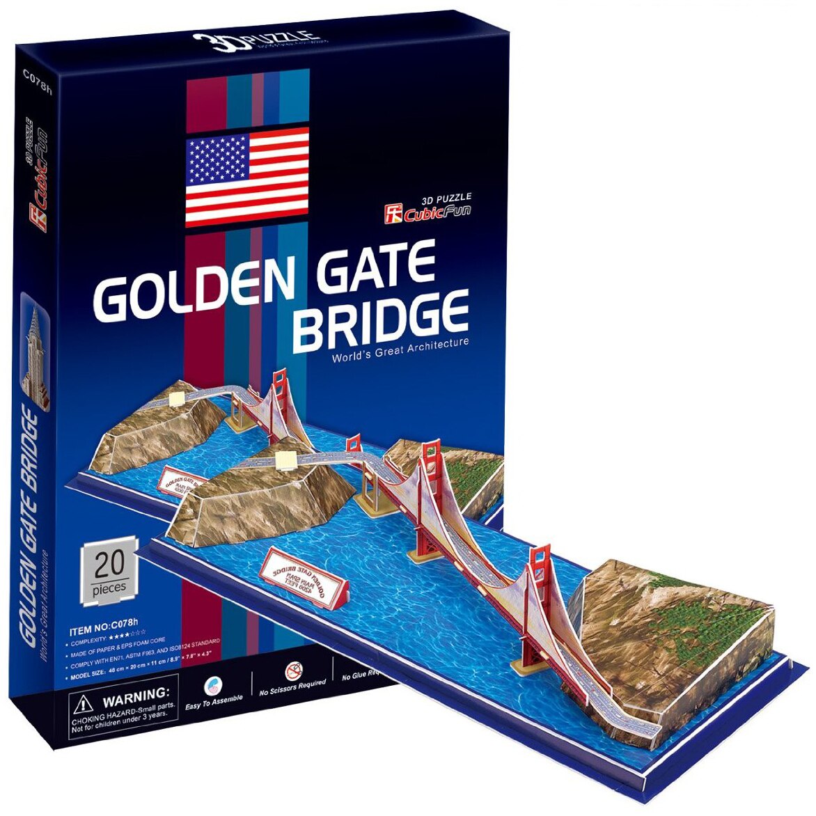 Puzzle 3D Cubicfun Golden Gate Bridge, 20 piese