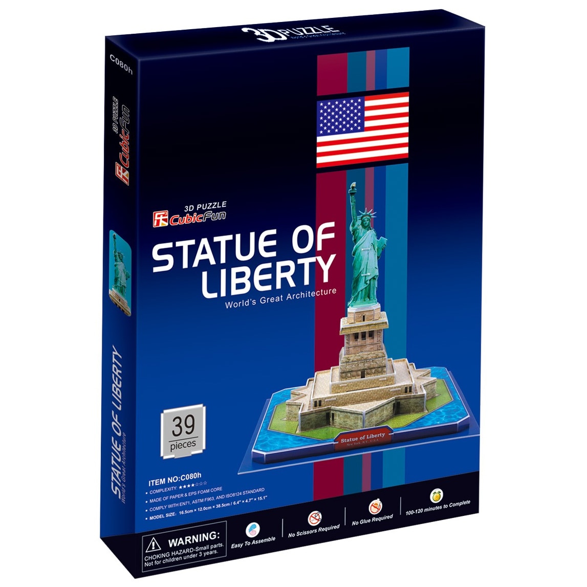Puzzle 3D Cubicfun Statuia Libertatii (U.S.A), 39 piese