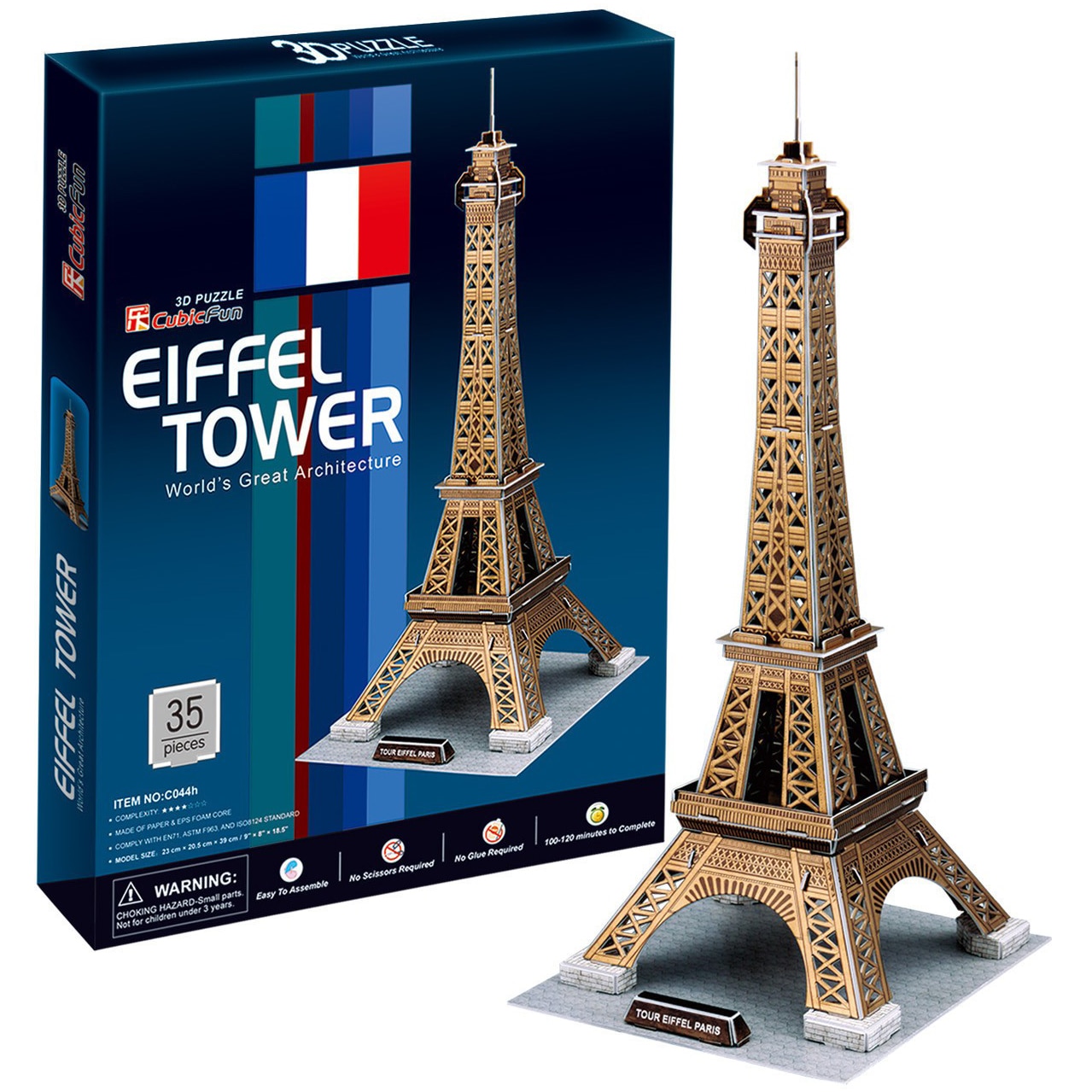 Puzzle 3D Cubic Fun - Turnul Eiffel, 39 piese 