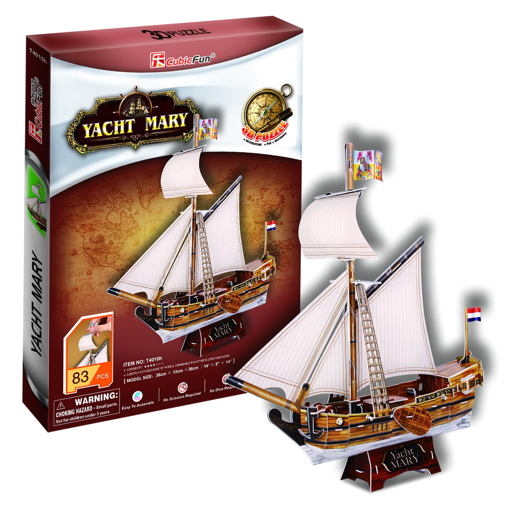 Puzzle 3D Cubicfun Yacht-ul Mary, 83 piese
