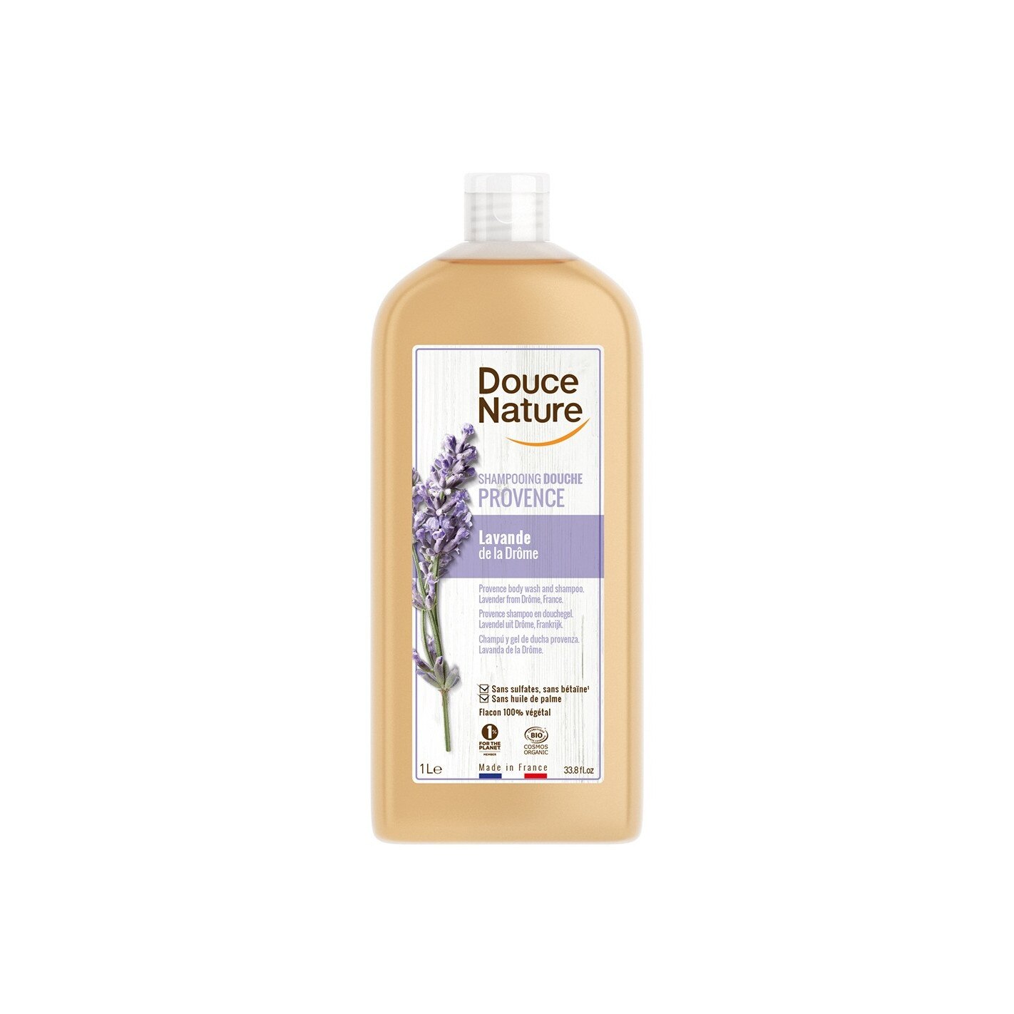 Sampon bio de Marsilia fara sulfati cu lavandin, Douce Nature, 1000 ml