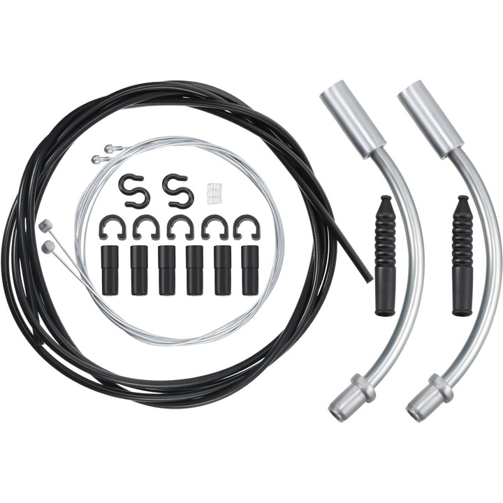 Set cablu frana bicicleta, Enforose, metal, argintiu/negru, 5mm, 2.5m