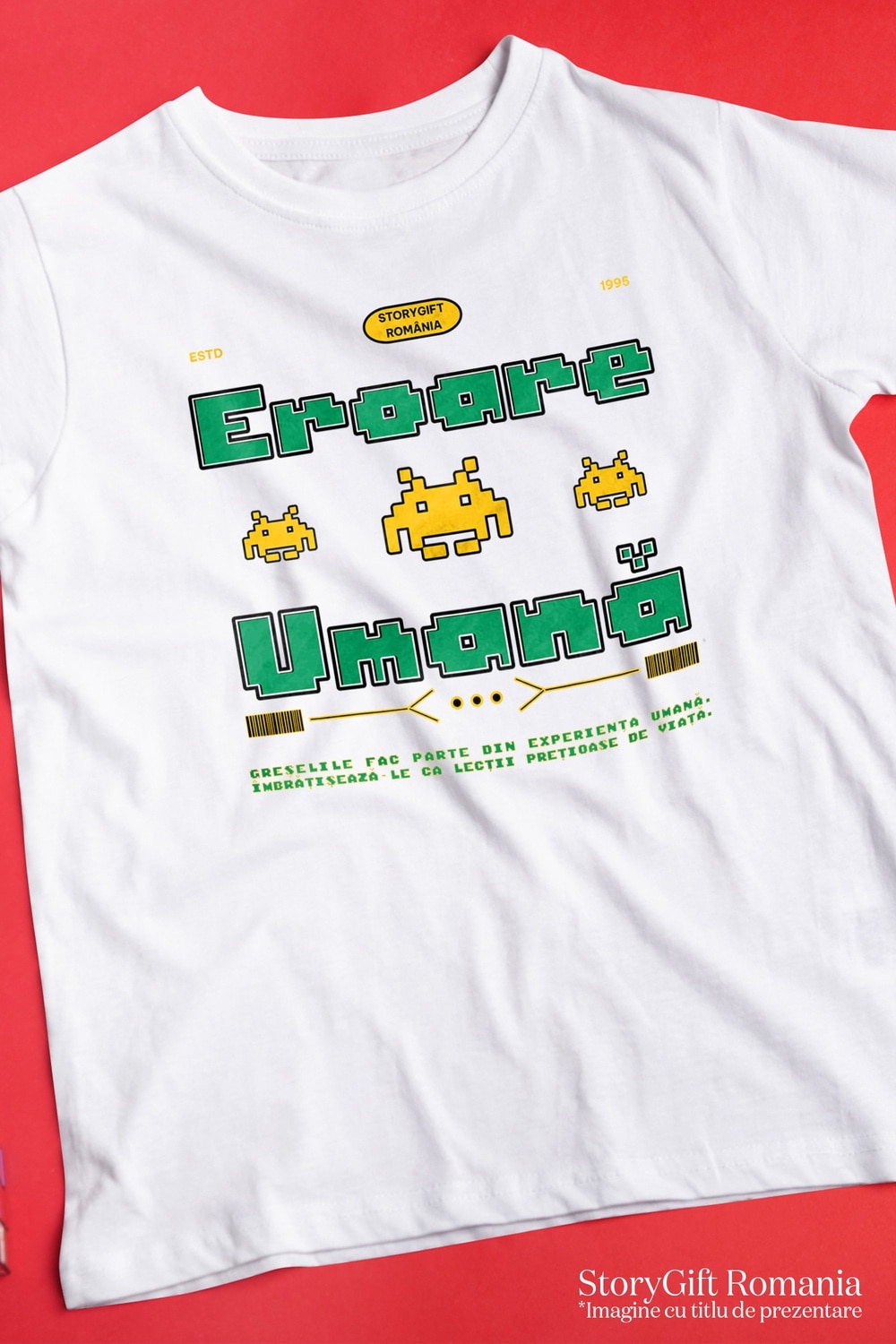 Tricou Barbati joc video iubitorii de lume virtuala Eroare umana cu  imprimeu pe Fata, 100% Bumbac, Alb, XS