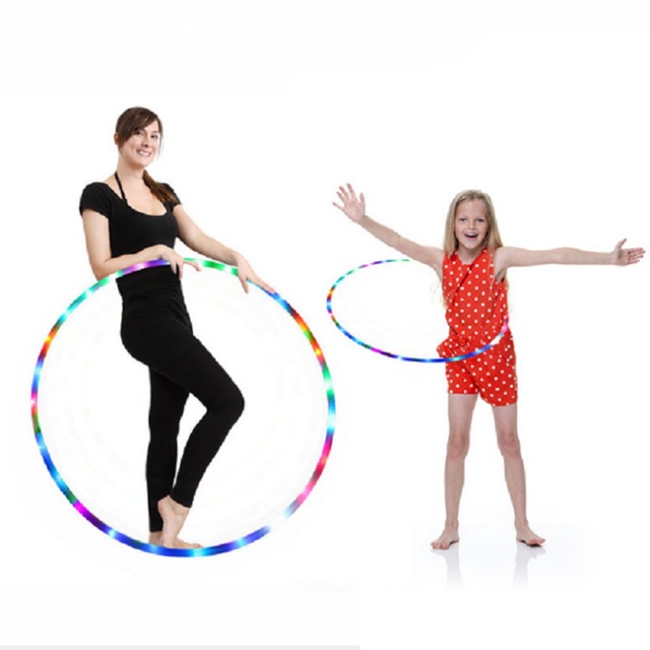 Színes LED Hula Hoop, Mmgoqqt, 12 LED 60 cm, 26 LED 90 cm, hordozható kivitel, többszínű