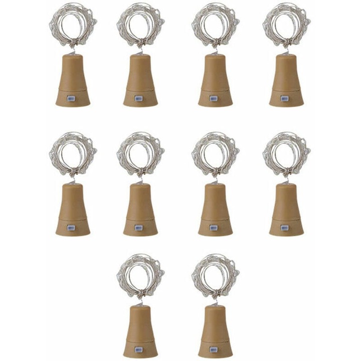 Светлини за бутилки вино, Enforose, 20 LED, гъвкав меден проводник, комплект 10 броя