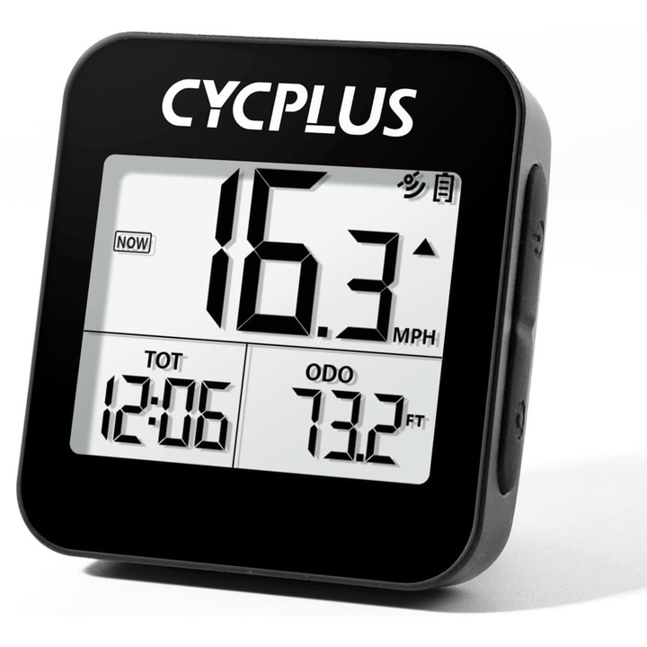 Велокомпютър, Cycplus, ABS, 69x69x22 мм, 1100 mAh, водоустойчив IPX6, черен