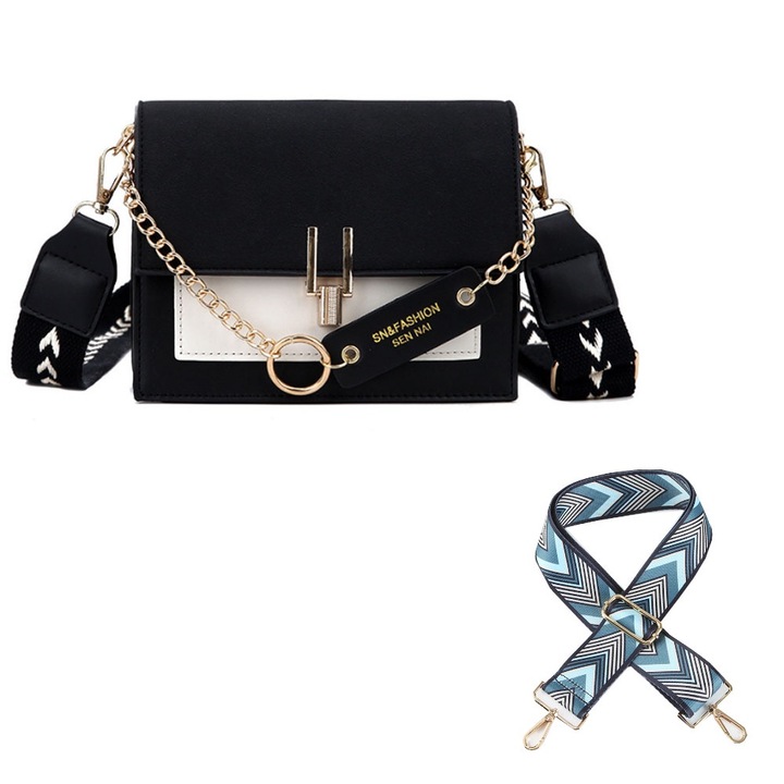 Válltáska, Eighosee, mini, retró stílusú, fekete, egy méret