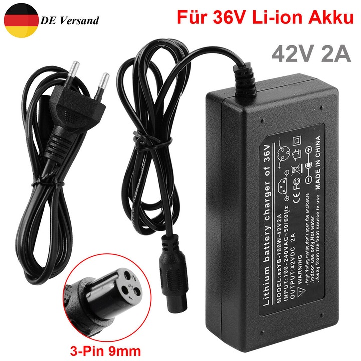 Зарядно устройство Захранване 42V 2A за балансиращ скутер Ховърборд Е-Велосипед Адаптер DE