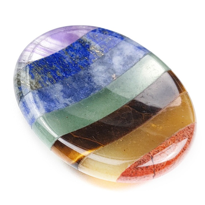 Ujjra való aggodalomkő, Enforose, 7 csakra kristály, 35x45mm, többszínű