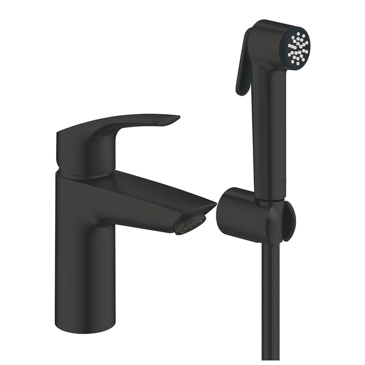 Baterie sanitara, Grohe, 169x111 mm, Negru mat