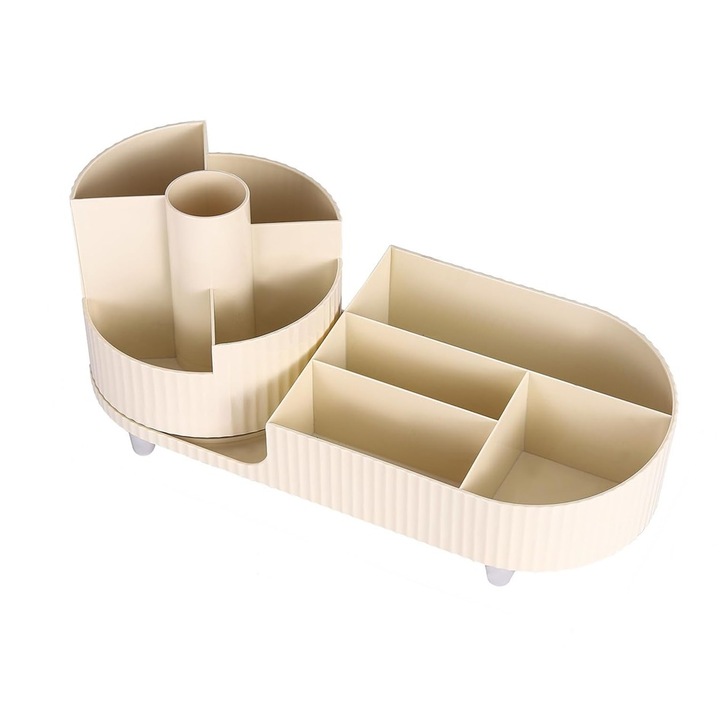 Organizator de machiaj cu compartiment rotativ 360°, bej, Vivo OF007