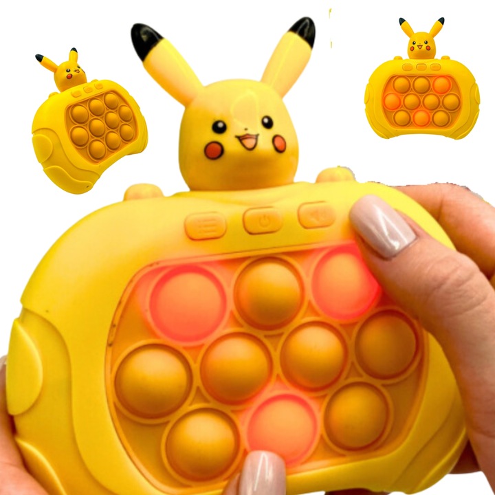 Toy Pop It Electronic, Pikachu Pokemon, Automata, Push Bubble, Sötétkék hangokkal és fényekkel, öltés, képernyő nélkül