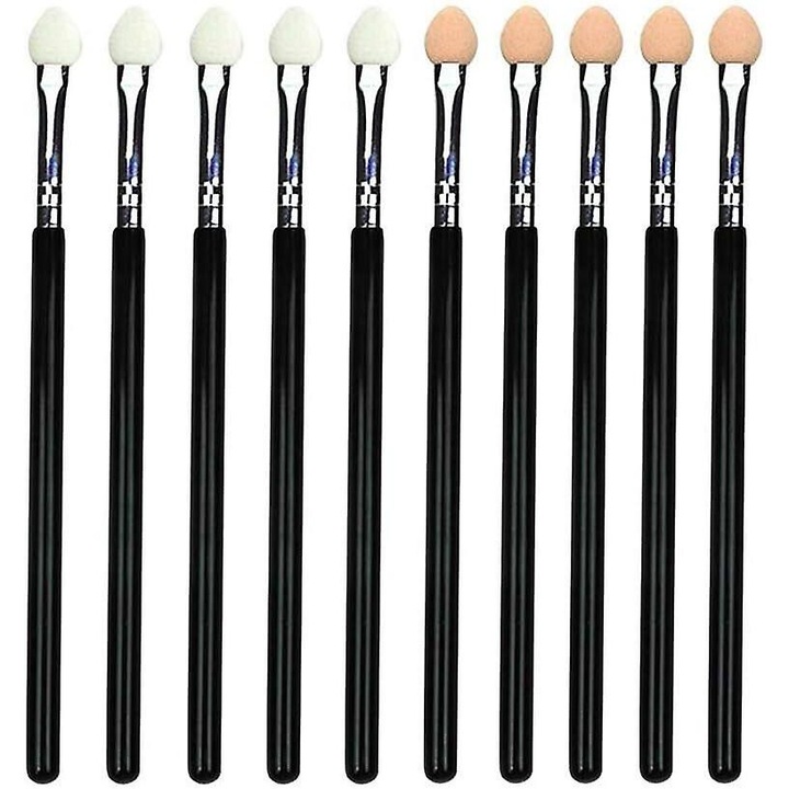 Set 10 Pensule Machiaj, Zeaicos, Aplicatoare Ovale, Culoare Multicolor, Lungime 13.5cm