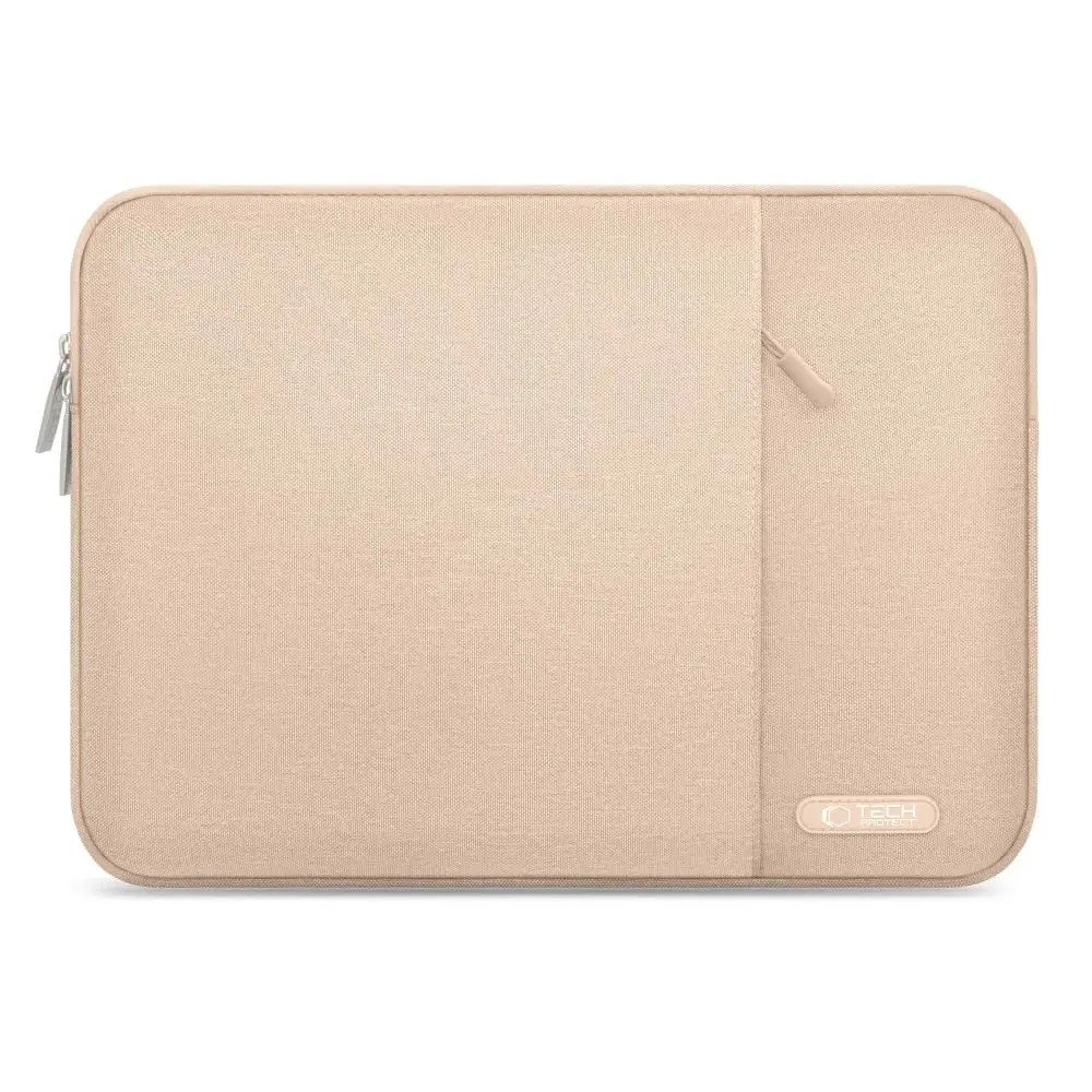 Geanta laptop Tech-Protect Sleevy, 15-16 inch, 41,5x29x2,5cm, cu buzunar, Caffe Latte