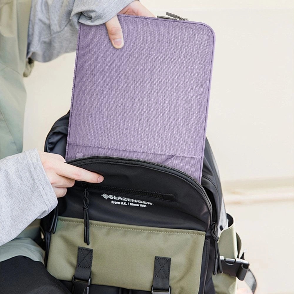 Husa laptop Tech-Protect Sleevy, 33,5x23,5cm, design elegant, cu buzunar, 13-14 inch, lila