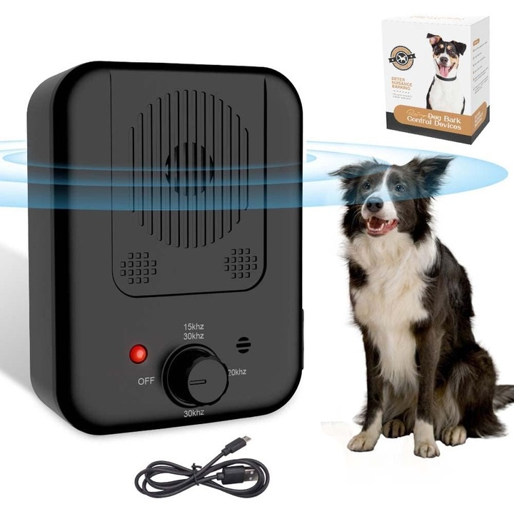 Уред против лай за кучета, BGHYHYHI, ултразвуков, 3 степени на работа, USB акумулатор