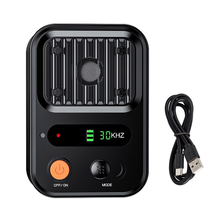 Уред против лай за кучета, 3 регулируеми режима, презареждаем, водоустойчив, черен