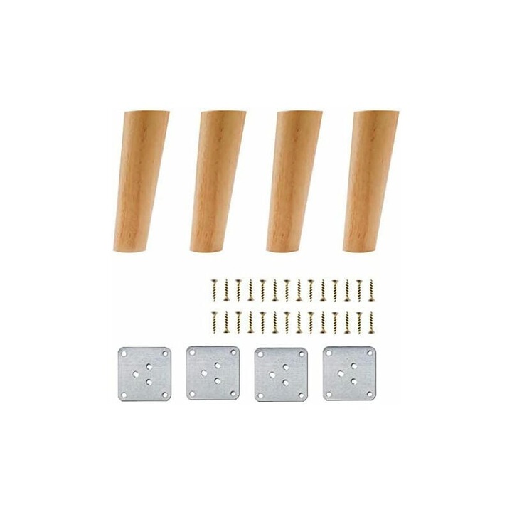 Picioare de mobilier din lemn de stejar 100%, set de 4, design modern, 15cm