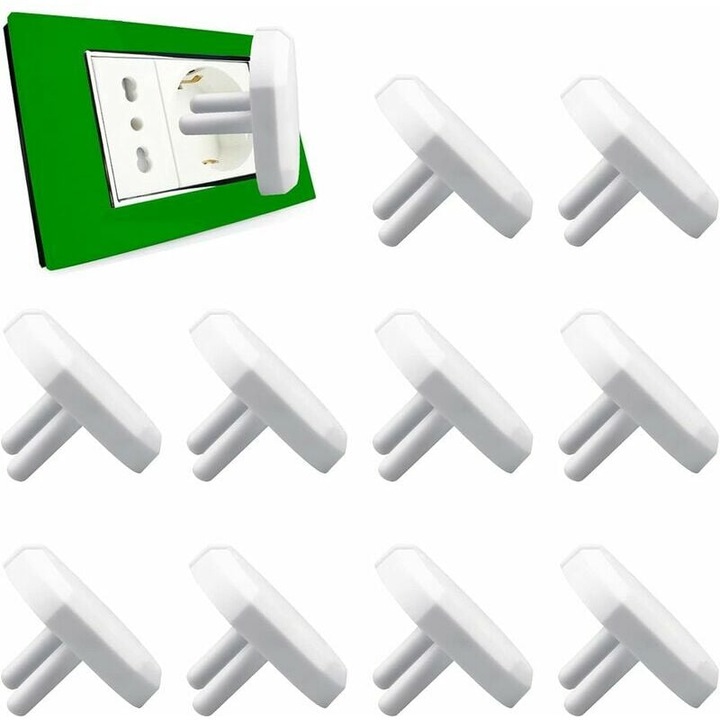 Protector priza, Enforose, set 10 buc, ABS ignifug, pentru prize standard franceze